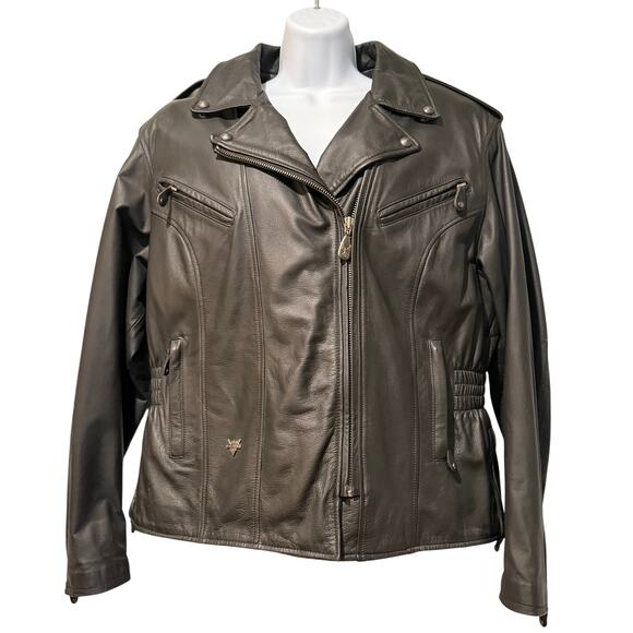 Harley-Davidson Women’s Leather Motorcycle Jacket – Size Large – Black - Picture 1 of 11